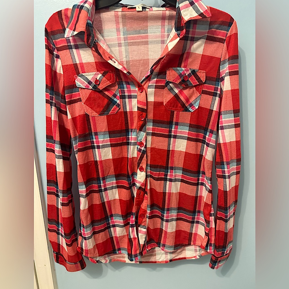 VERY soft NEVER worn flannel. Red & pink